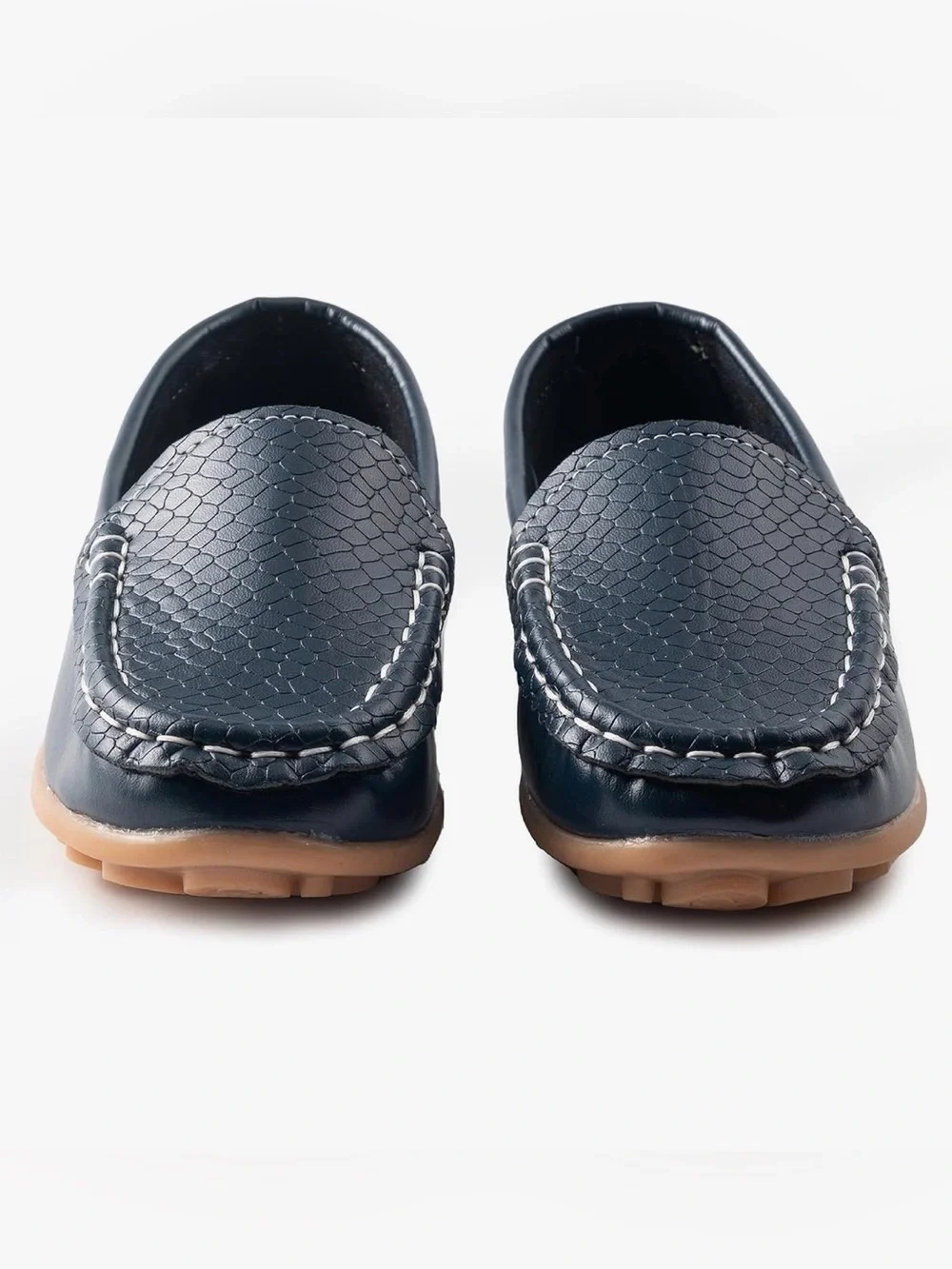 Kids Navy Leather Loafer Dress Shoes